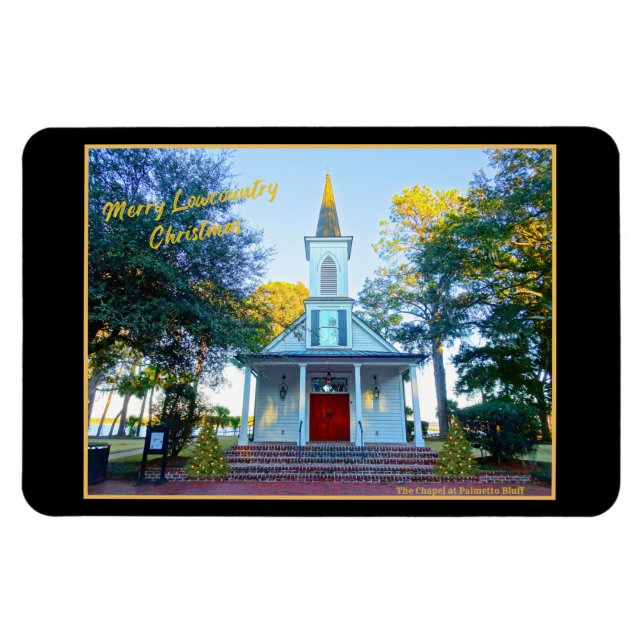 Merry Lowcountry jul Chapel Palmetto Bluff Magnet (Horisontell)