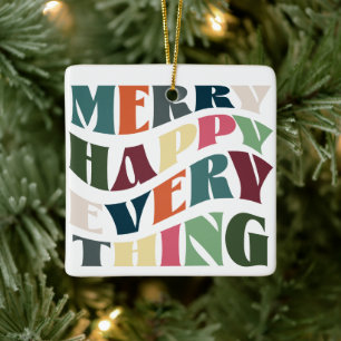 Merry Lycklig All Groovy Helgdag Photo Julgransprydnad Keramik