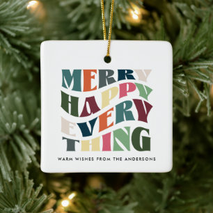 Merry Lycklig All Groovy Helgdag Photo Julgransprydnad Keramik