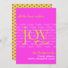 Merry Lycklig Cheer Joy Shock rosa Julkort