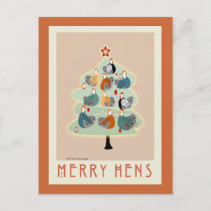 Merry Lycklig hens Julgran-kort, stationär dator Helg Vykort