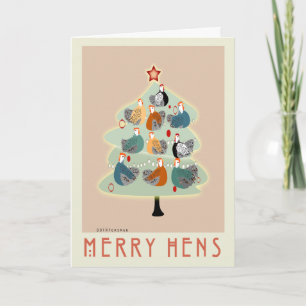 Merry Lycklig hens Julgran-kort, stationär dator Helgkort