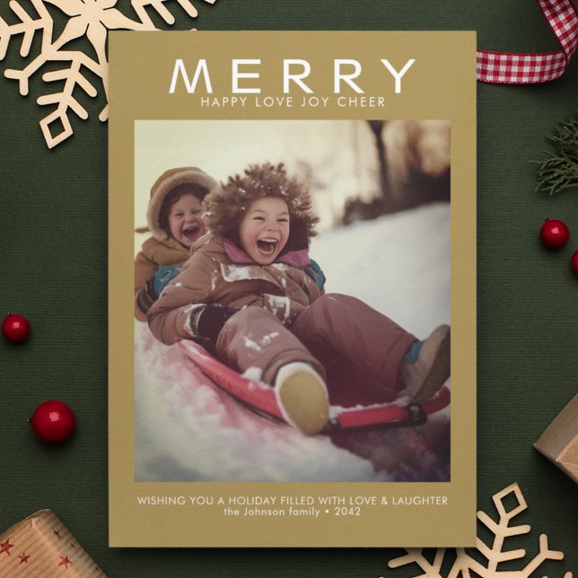 Merry Lycklig Kärlek Joy Cheer Modern minimalistis Julkort (Skapare uppladdad)