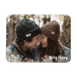 Merry Lycklig Personlig Photo Snowflake Ram Magnet