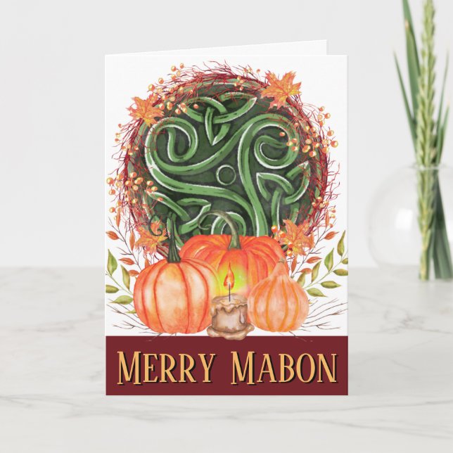 Merry Mabon Celtic Triskelion Fall Pumpkins Kort (Framsida)