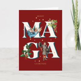 Merry MAGA Christmas Card Custom Message Patriotic Kort