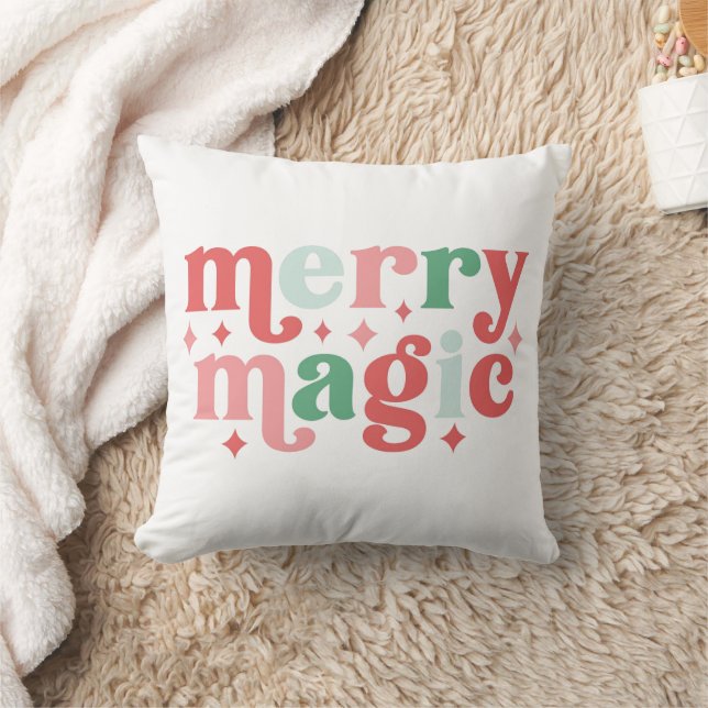 Merry Magic - Colorful Helgdag Typography Kudde (Filt)