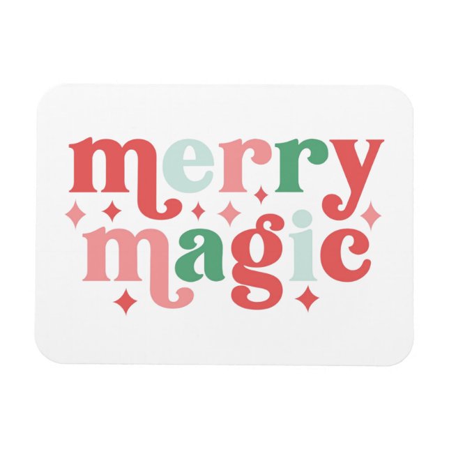 Merry Magic - Colorful Helgdag Typography Magnet (Horisontell)