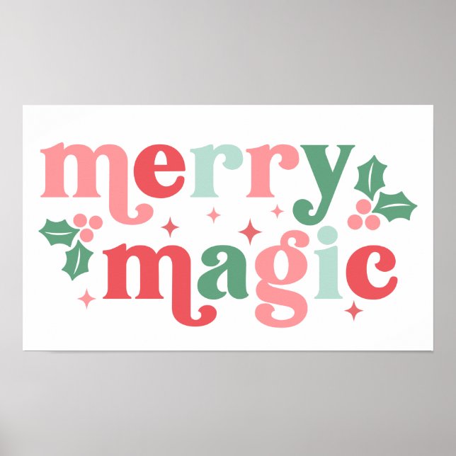 Merry Magic - Colorful Helgdag Typography Poster (Framsidan)