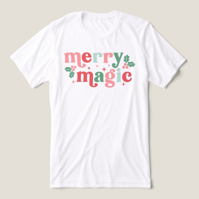 Merry Magic - Colorful Helgdag Typography T Shirt (Design Framsida)