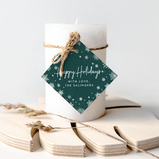 Merry Magic | Röd och vit snöflummel-Helgdag Gåvor Etiketter (Skapare uppladdad)
