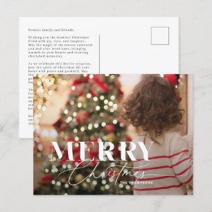 Merry Magic Script Serif jul Photo Postcard Helg Vykort