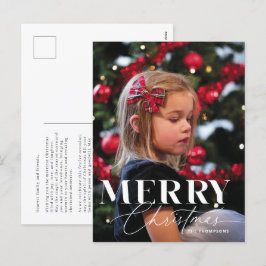Merry Magic Script Serif jul Porträtt-foto Helg Vykort