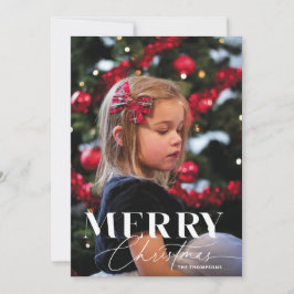Merry Magic Script Serif jul Porträtt-foto Julkort