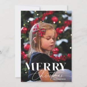 Merry Magic Script Serif jul Porträtt-foto Julkort