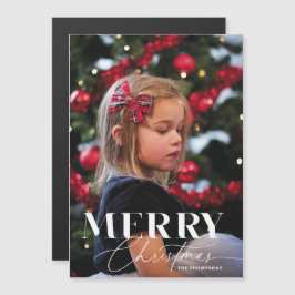 Merry Magic Script Serif jul Porträtt-foto Magnetisk Inbjudningskort