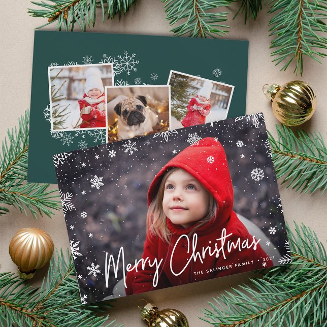 Merry Magic | Snöflingor - överlägg Fotojul Julkort (Skapare uppladdad)