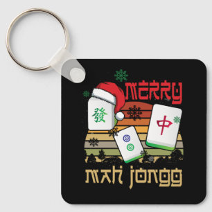 Merry Mah Jongg Snowy jul-Roligt-kinesisk judisk Nyckelring