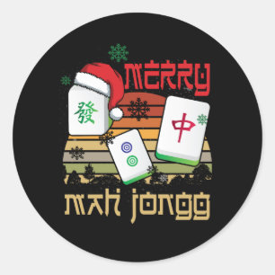 Merry Mah Jongg Snowy jul-Roligt-kinesisk judisk Runt Klistermärke