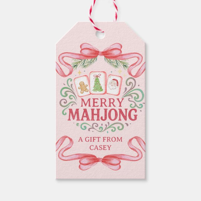 Merry Mahjong | Christmas Presentetikett (Framsidan)