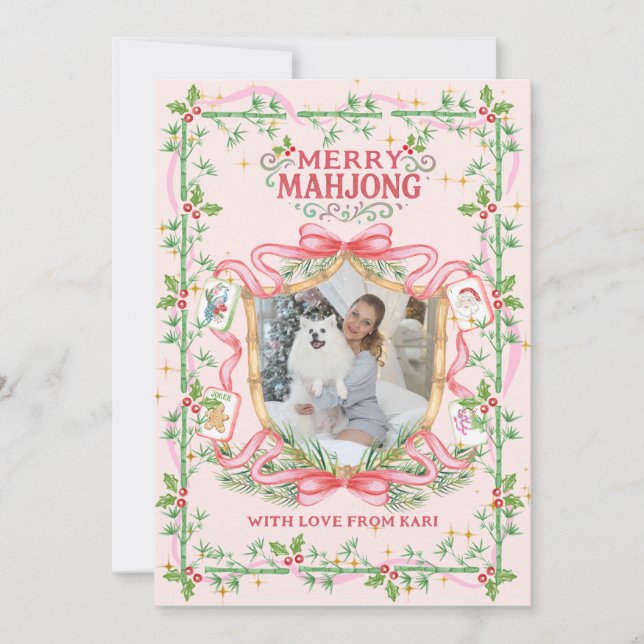 Merry Mahjong Photo Holiday Card Julkort (Framsida)