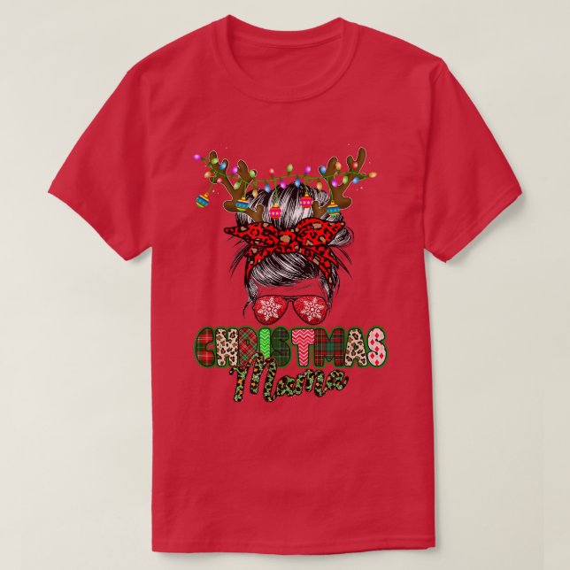 Merry Mamma jul Messy Bun Dam Red PLe Le T Shirt (Design framsida)