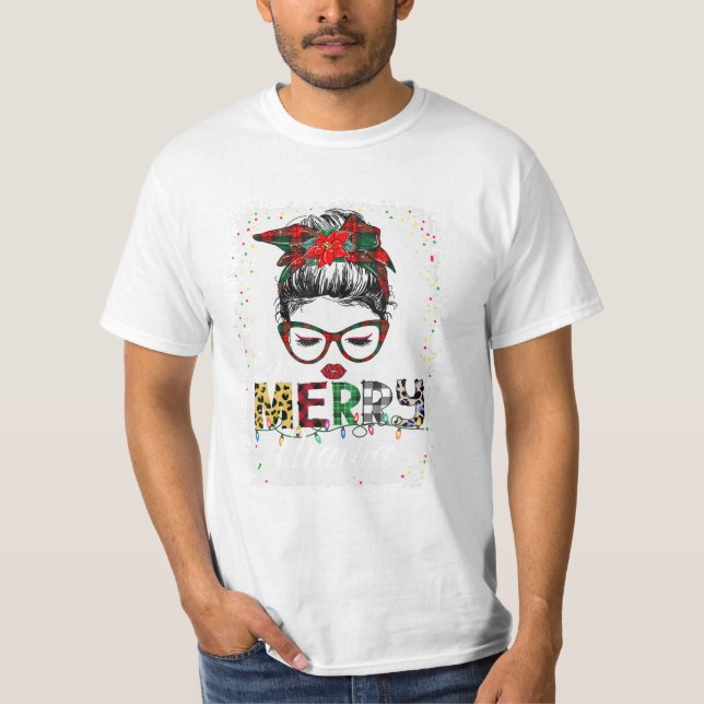 Merry Mamma Messy Bun T Shirt (Framsida)