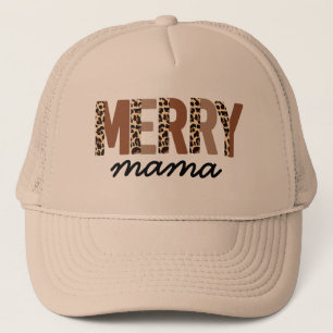 "Merry Mamma" Modern Färg Block Leopard Boho Keps