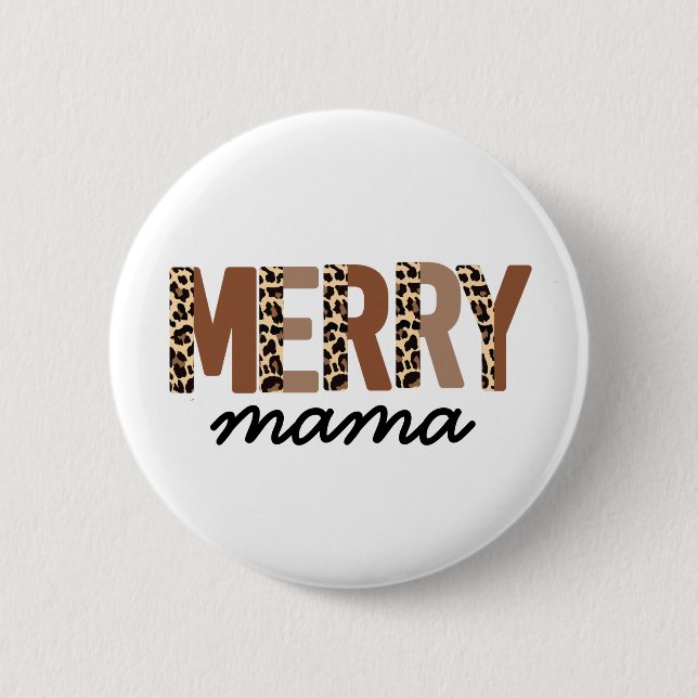 "Merry Mamma" Modern Färg Block Leopard Boho Knapp (Framsida)