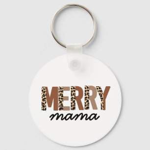"Merry Mamma" Modern Färg Block Leopard Boho Nyckelring