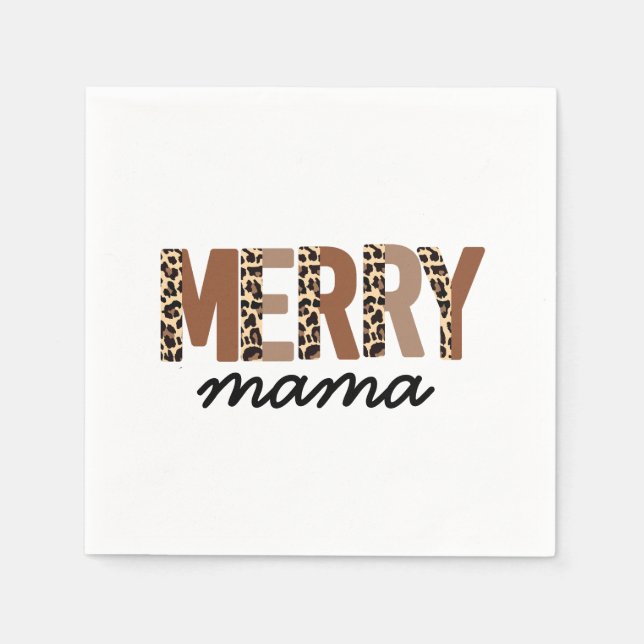 "Merry Mamma" Modern Färg Block Leopard Boho Pappersservett (Framsidan)