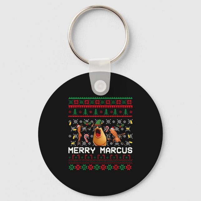 Merry Marcus Ugly Christmas Sweater Funny The Worm Nyckelring (Framsida)