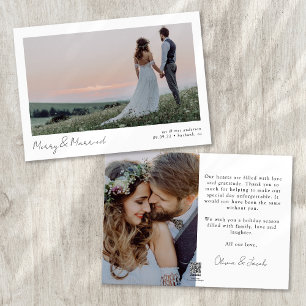 Merry & Married 2 Photo Calligraphy Bröllop Julkort