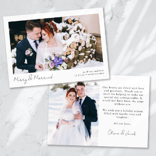 Merry & Married 2 Photo Calligraphy Bröllop Julkort