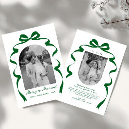 Merry & Married Bow Photo jul Newlyweds Julkort