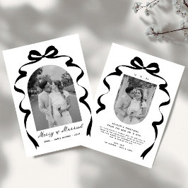 Merry & Married Bow Photo jul Newlyweds Julkort