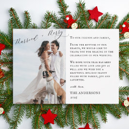 Merry Married Calligraphy Bröllop jul Tack Kort