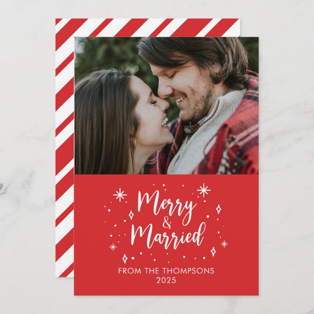 Merry & Married christmas photo card Inbjudningar (Fram/baksida)