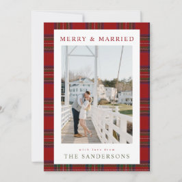 Merry & Married Classic Tartan Holiday Card Julkort