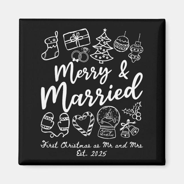 Merry Married First Christmas As Mr And Mrs 2025 N Magnet (Framsidan)