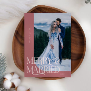 Merry & Married God Jul - Rosa - nytt foto Julkort