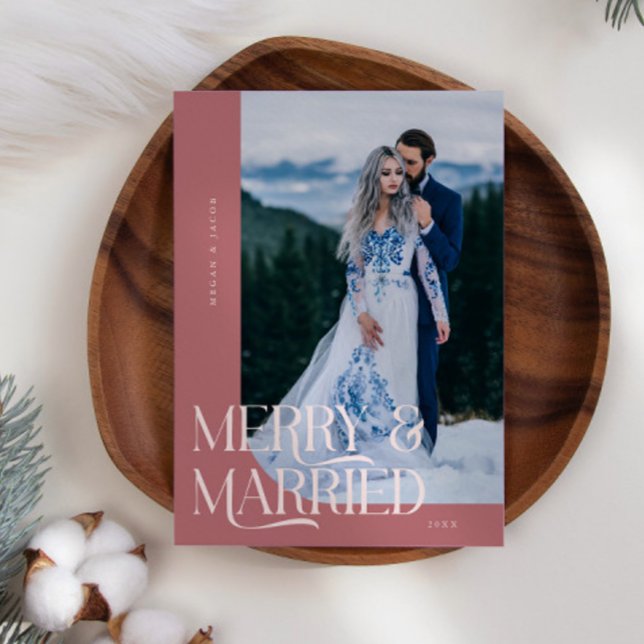 Merry & Married God Jul - Rosa - nytt foto Julkort (Skapare uppladdad)