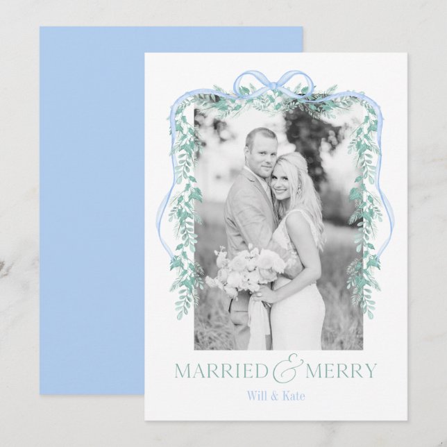 Merry & Married Grandmillenial Blue-julkort Julkort (Fram/baksida)