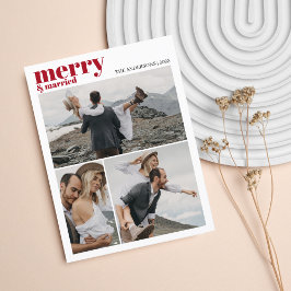 Merry & Married jul Newlyweds Photo Collage Helg Vykort