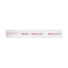 Merry Married Merriest Red Bröllop Newlyweds Etikettband
