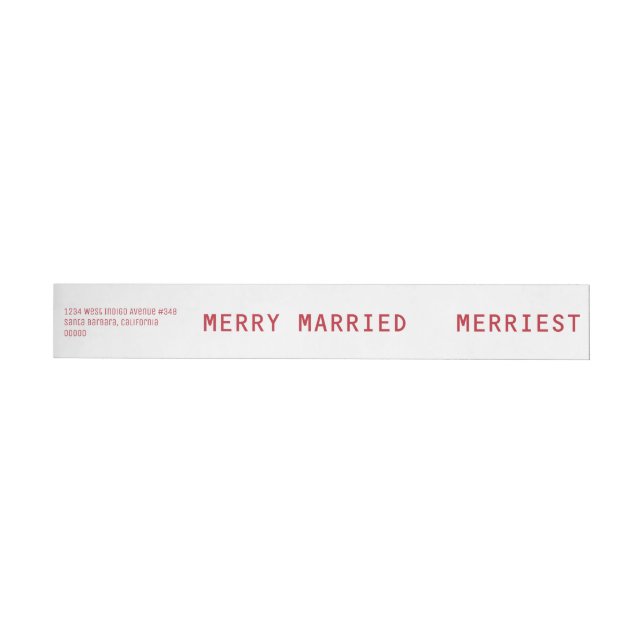 Merry Married Merriest Red Bröllop Newlyweds Etikettband (Individual)