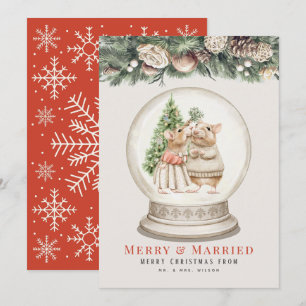 Merry & Married Mouse Ett par jul Snö Grobe Julkort