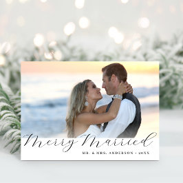 Merry Married Newlyged julfoto Julkort