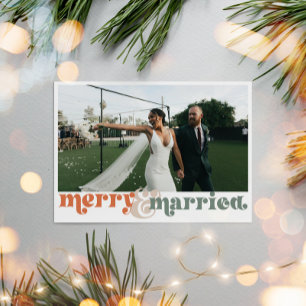 Merry & Married Newlyged Photo jul Julkort