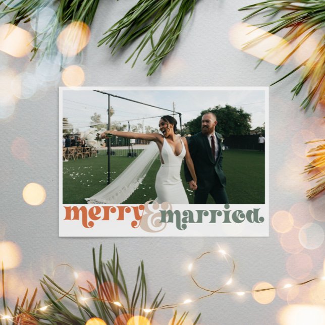 Merry & Married Newlyged Photo jul Julkort (Merry & Married Newlywed Christmas Photo Card)